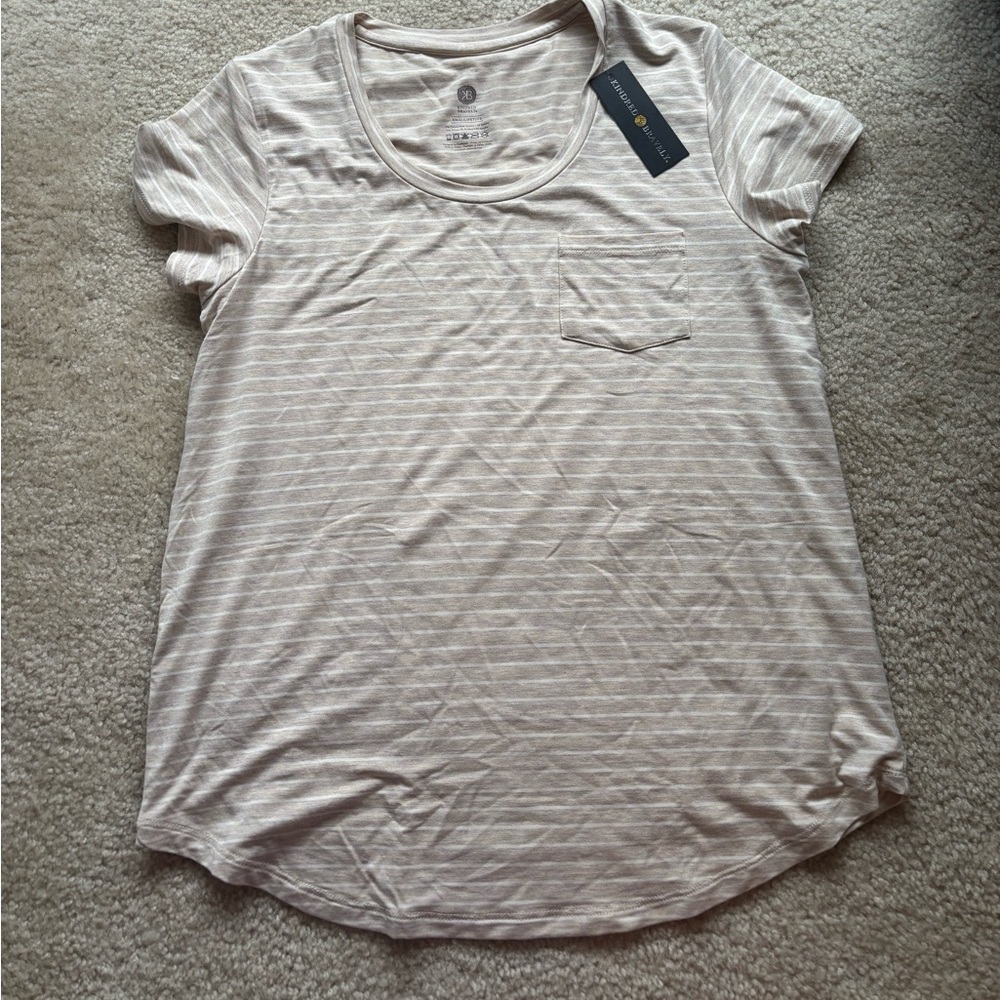 MATERNITY. Kindred Bravely Cream Striped Short Sleeve Tee